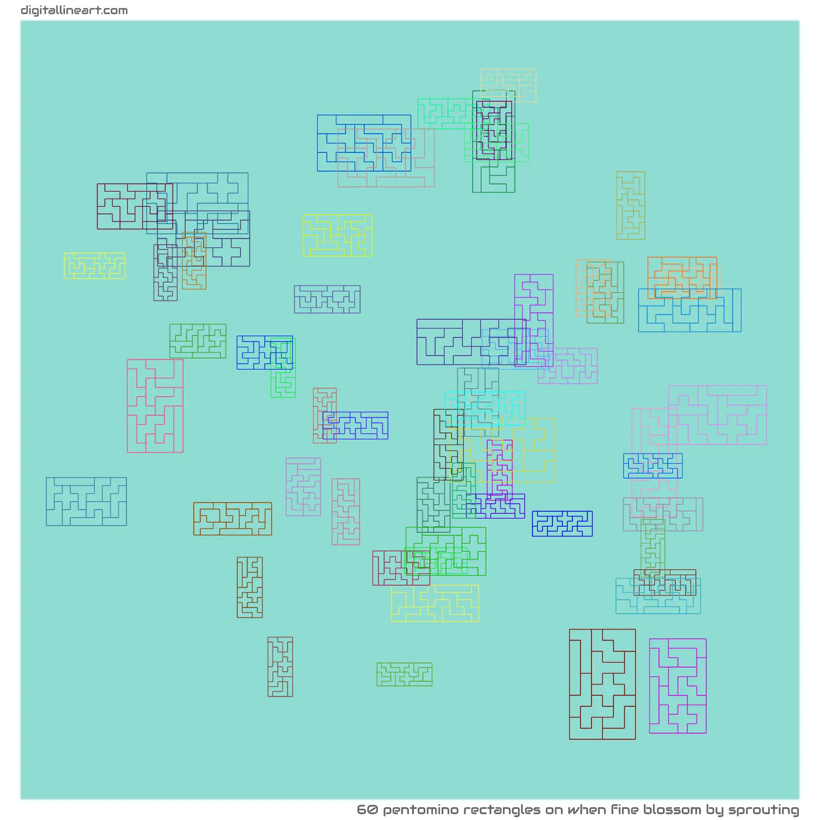 When Fine Blossom by Sprouting — 60 pentomino rectangles