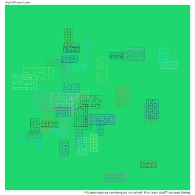 What the Lean Bluff across Lining — 45 pentomino rectangles
