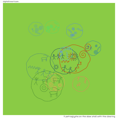 The Slow Atoll with the Clearing — 11 petroglyphs