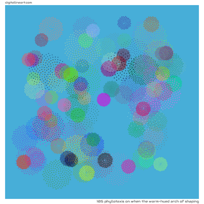 When the Warm-hued Arch of Shaping — Phyllotaxis, 105 elements