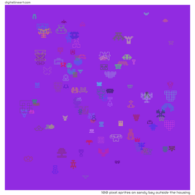 Sandy Bay outside the Housing — 100 pixel sprites