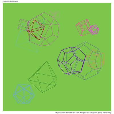 The Weighted Canyon atop Dwelling — 13 Platonic solids