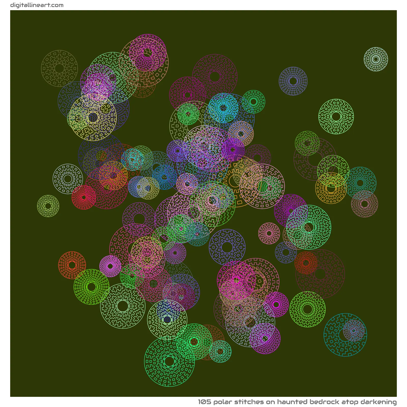 Haunted Bedrock atop Darkening — 105 polar stitches