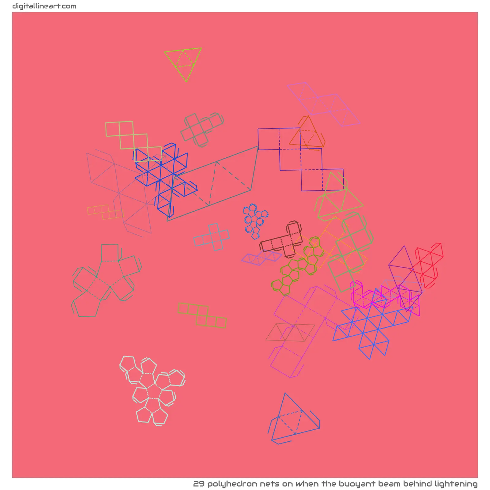 When the Buoyant Beam behind Lightening — 29 polyhedron nets