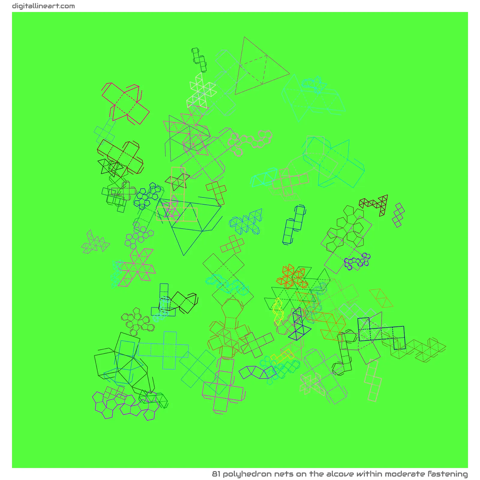 The Alcove within Moderate Fastening — 81 polyhedron nets