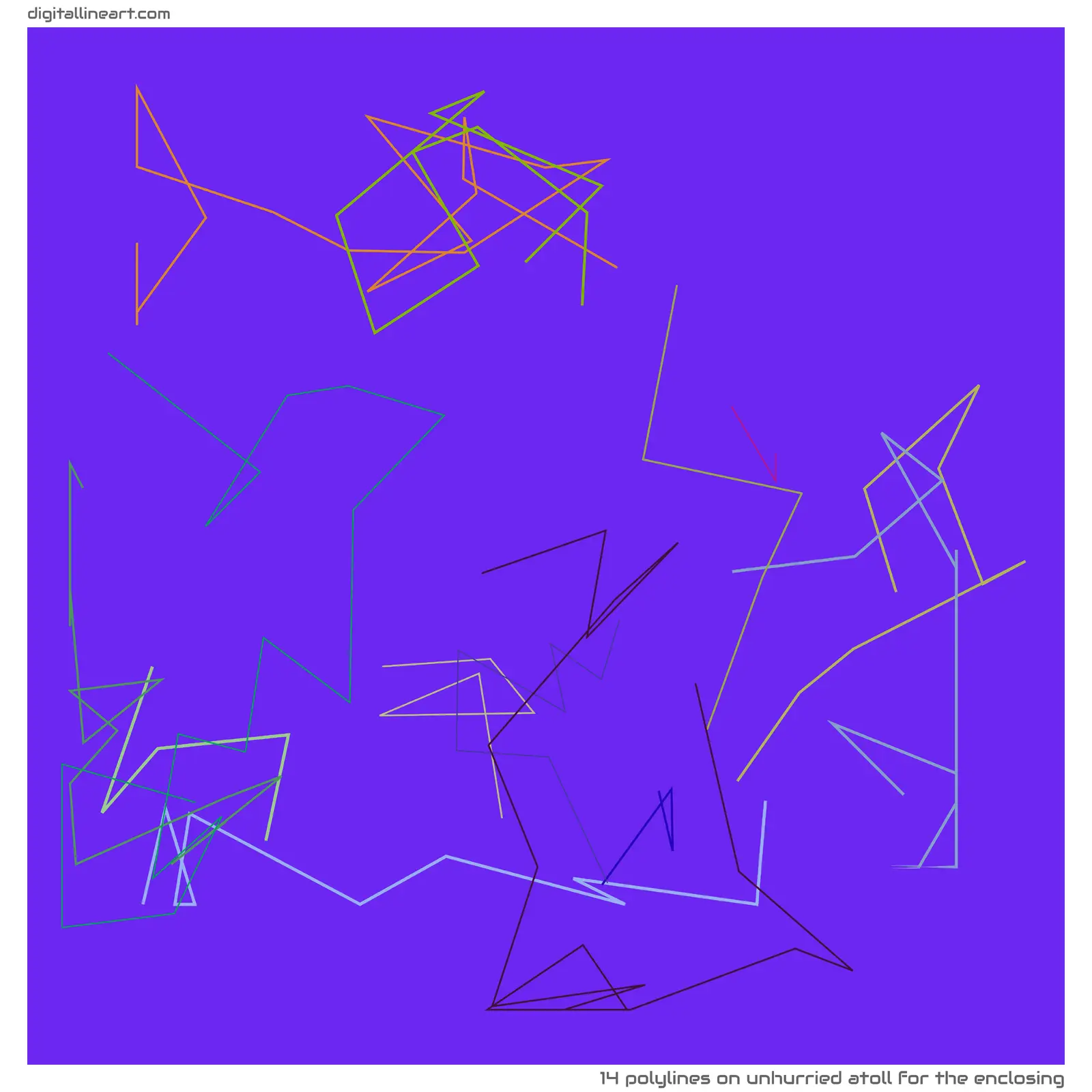 Unhurried Atoll for the Enclosing — 14 polylines