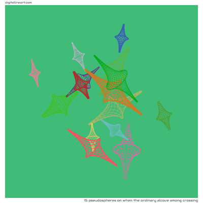 When the Ordinary Alcove among Crossing — 15 pseudospheres