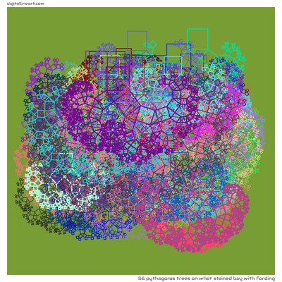 56 Pythagoras Trees in What Stained Bay with Fording