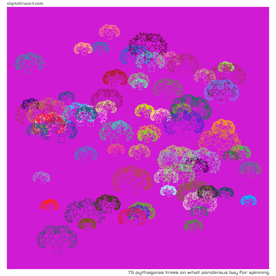 What Ponderous Bay for Spinning — 75 Pythagoras trees