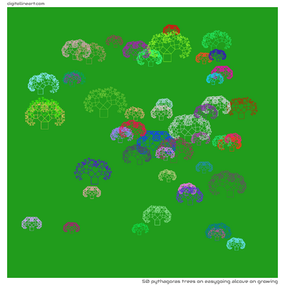 Easygoing Alcove on Growing — 50 Pythagoras trees