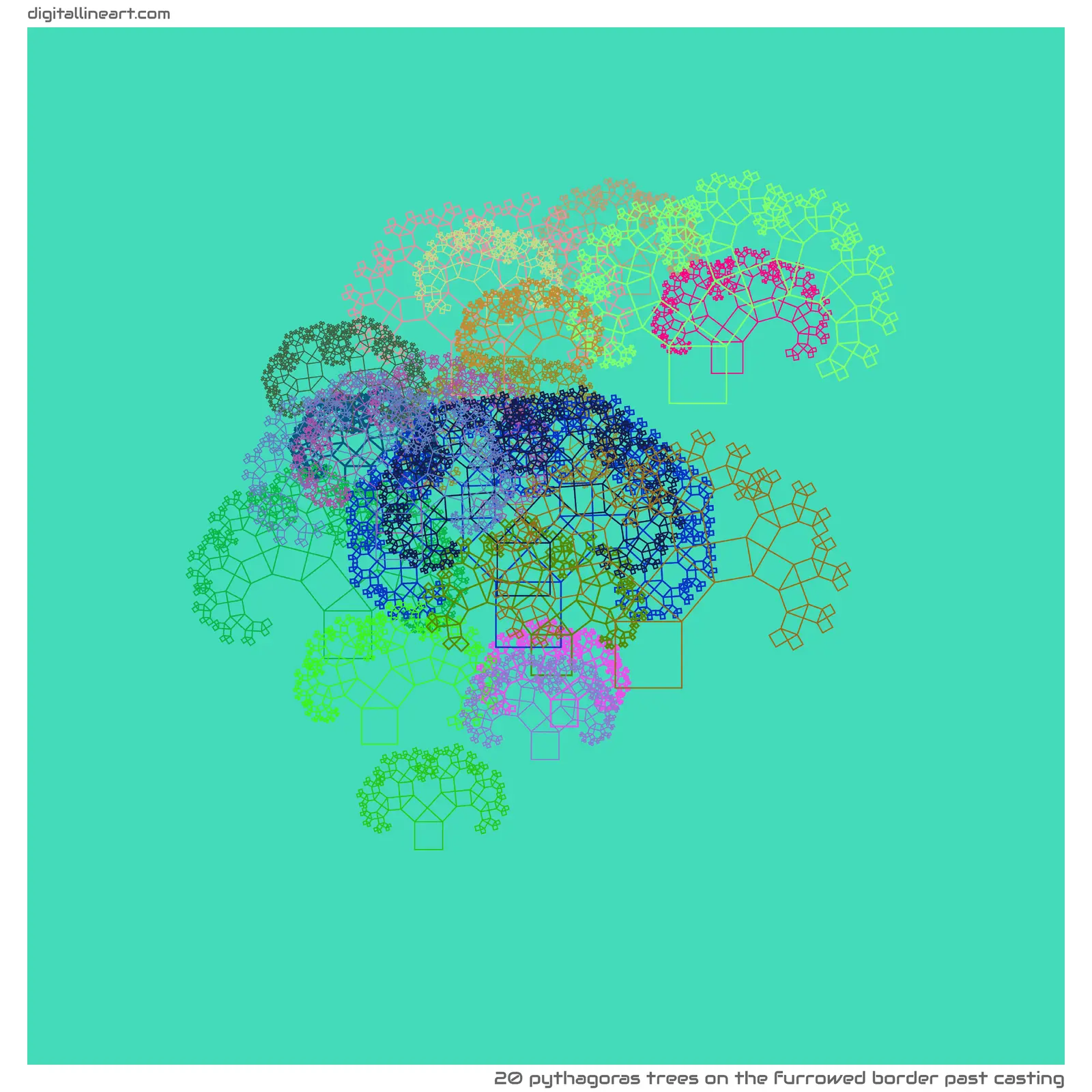 The Furrowed Border past Casting — 20 Pythagoras trees