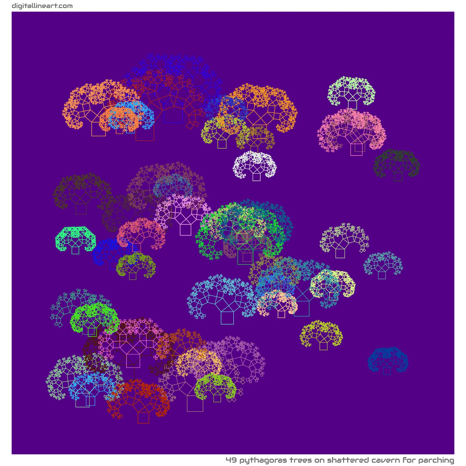 Shattered Cavern for Parching — 49 Pythagoras trees