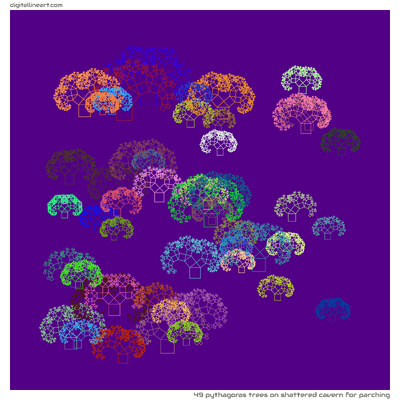 Shattered Cavern for Parching — 49 Pythagoras trees