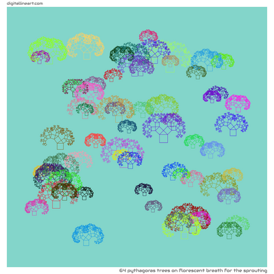 Florescent Breath for the Sprouting — 64 Pythagoras trees
