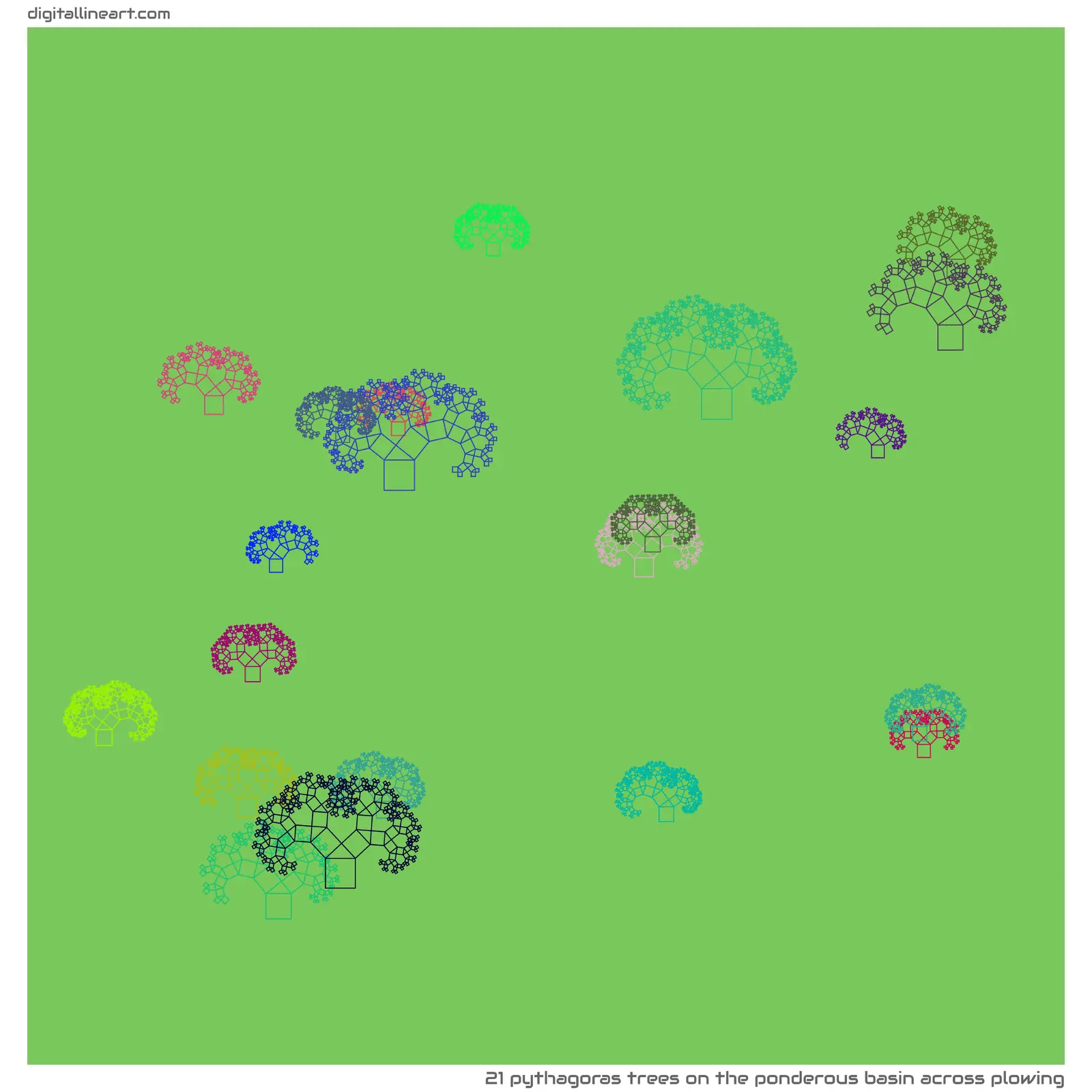 The Ponderous Basin across Plowing — 21 Pythagoras trees