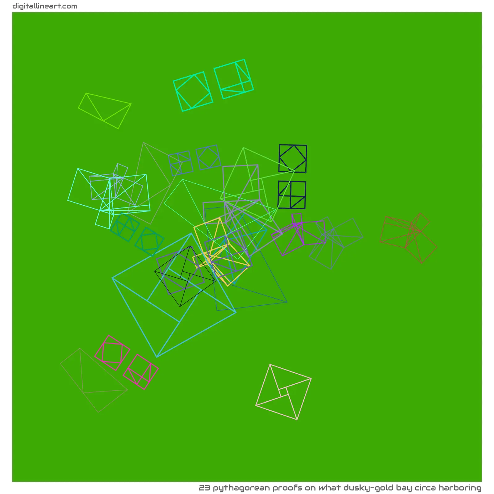 What Dusky-gold Bay circa Harboring — 23 pythagorean proofs