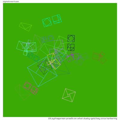 What Dusky-gold Bay circa Harboring — 23 pythagorean proofs