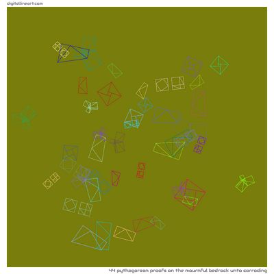 The Mournful Bedrock unto Corroding — 44 pythagorean proofs