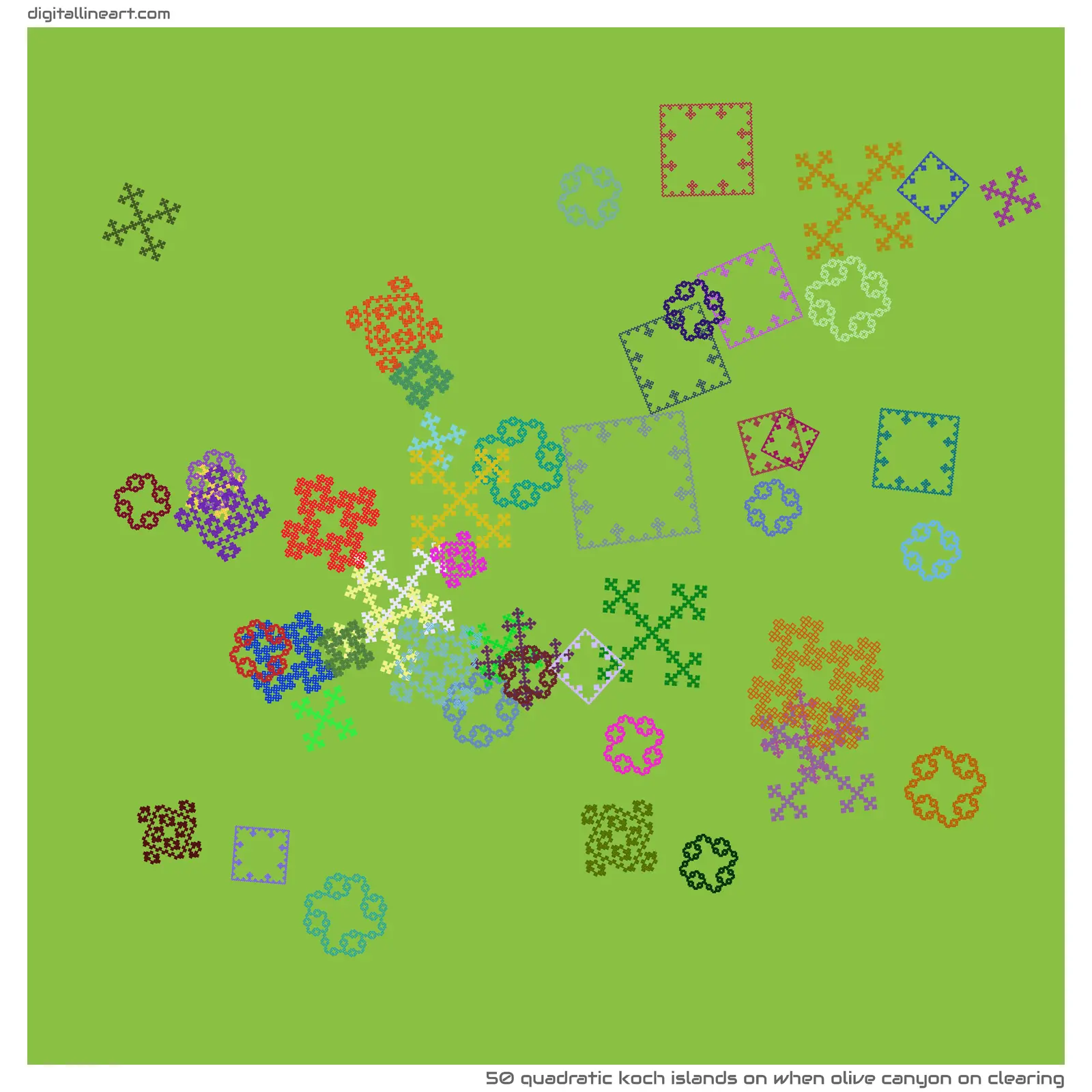 When Olive Canyon on Clearing — 50 quadratic Koch islands