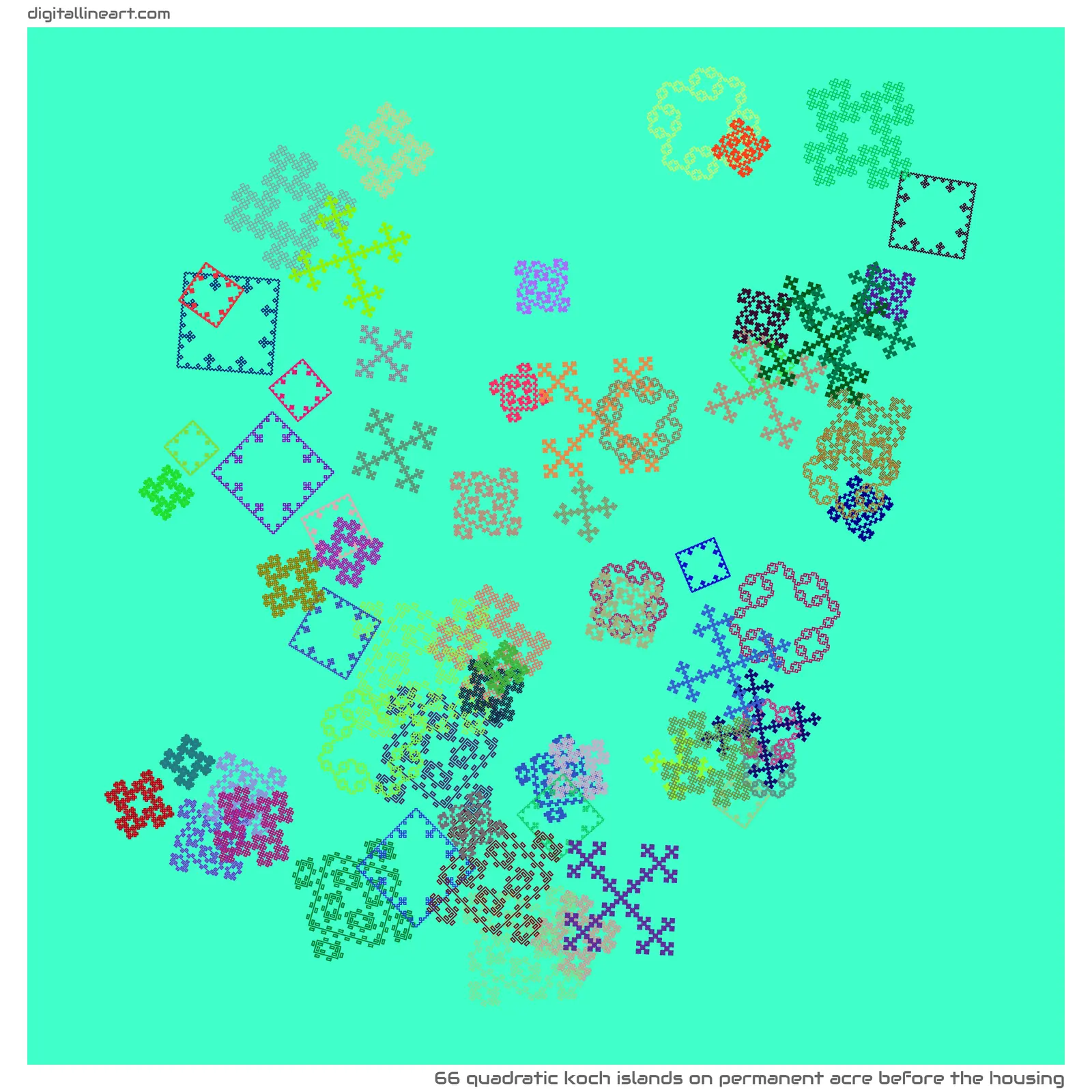 Permanent Acre before the Housing — 66 quadratic Koch islands