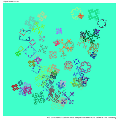 Permanent Acre before the Housing — 66 quadratic Koch islands