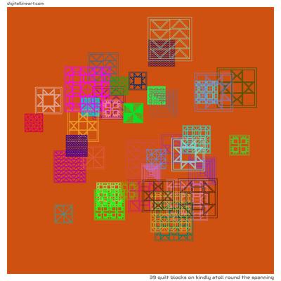 Kindly Atoll round the Spanning — 39 quilt blocks