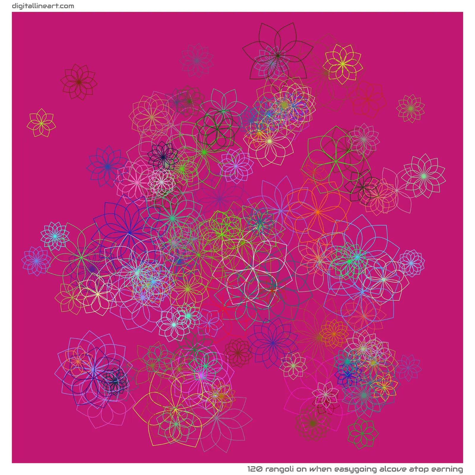 When Easygoing Alcove atop Earning — Rangoli, 120 elements