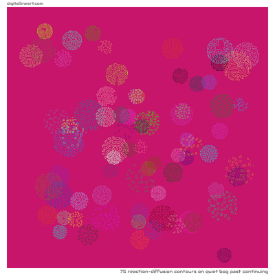 Quiet Bog past Continuing — 75 reaction-diffusion contours