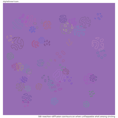 When Unflappable Atoll among Circling — 50 reaction-diffusion contours