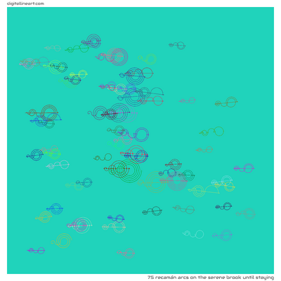 The Serene Brook until Staying — 75 recamán arcs