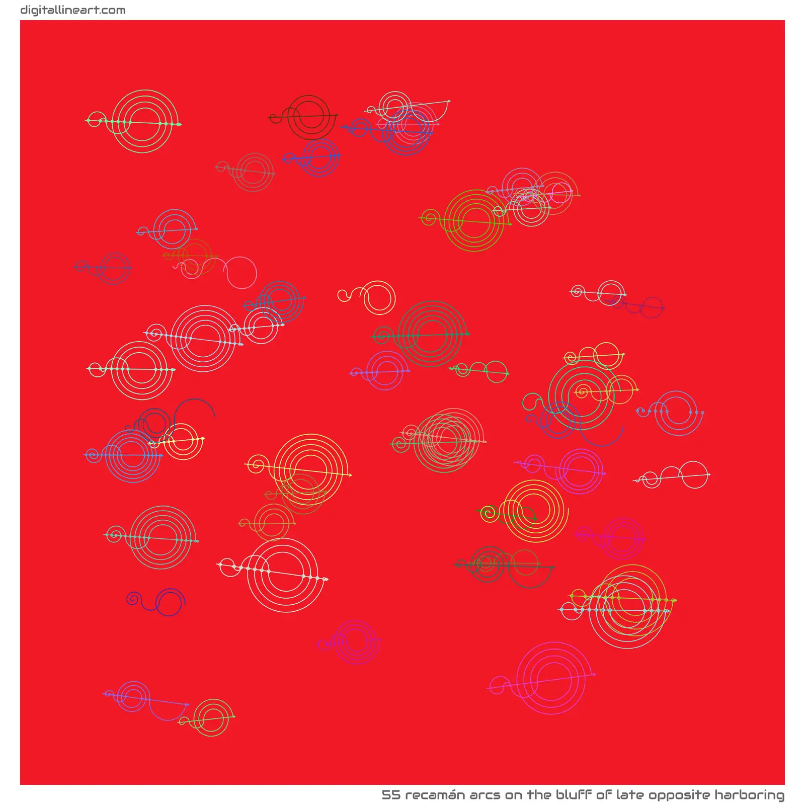 The Bluff of Late opposite Harboring — 55 recamán arcs