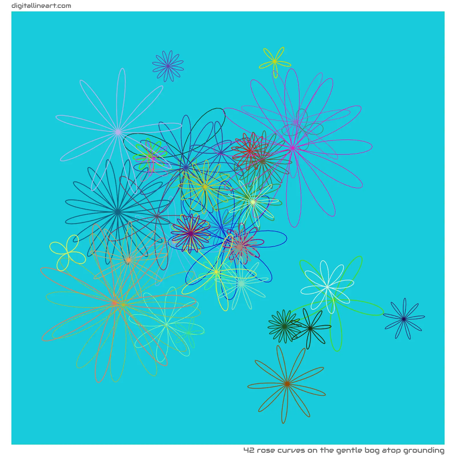 The Gentle Bog atop Grounding — 42 rose curves
