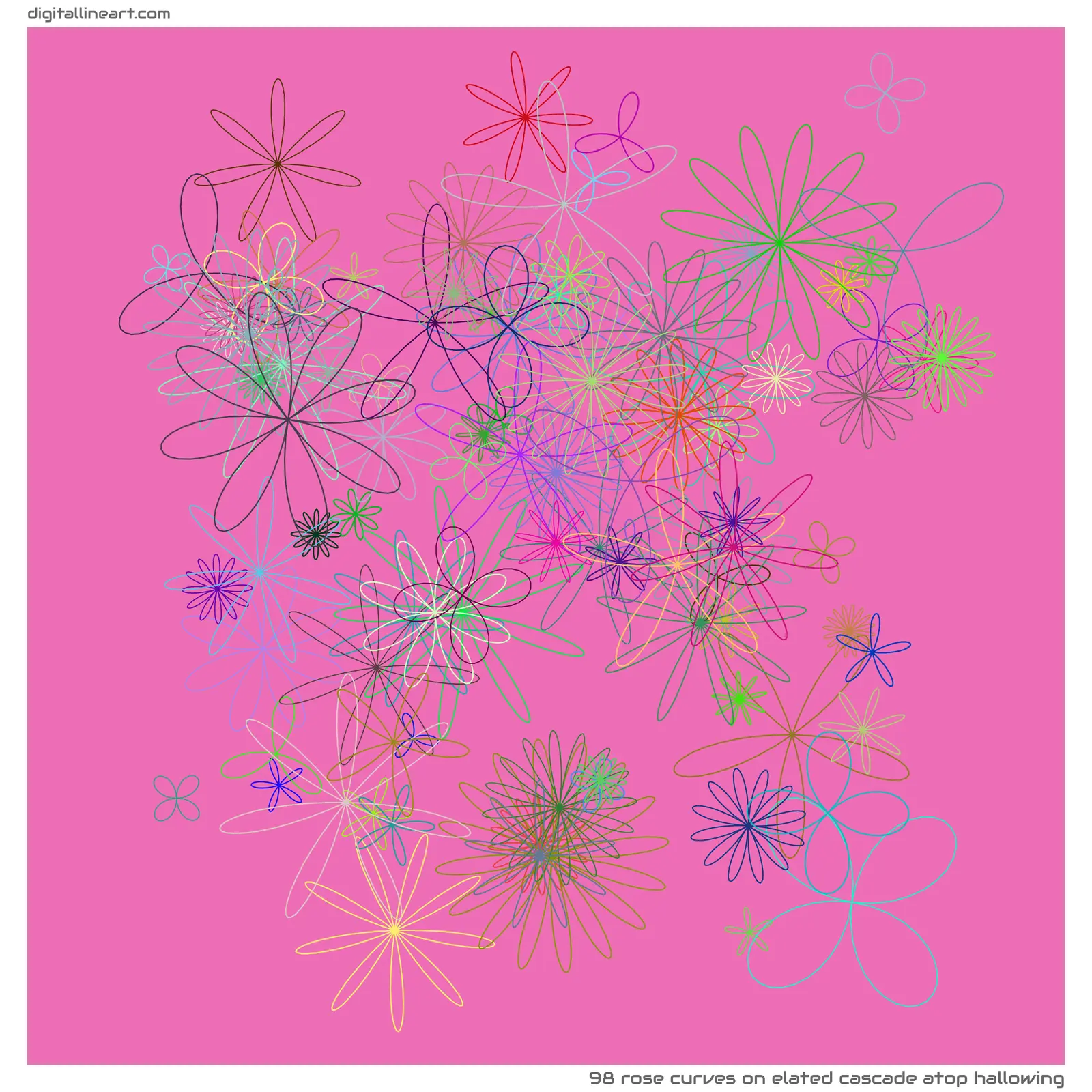 Elated Cascade atop Hallowing — 98 rose curves