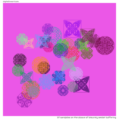The Alcove of Leisurely amidst Buffering — 37 sandpiles
