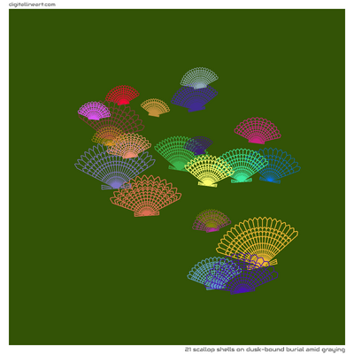Dusk-bound Burial amid Graying — 21 scallop shells