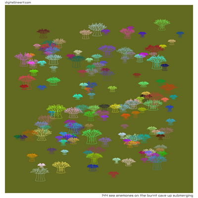 The Burnt Cave up Submerging — 144 sea anemones