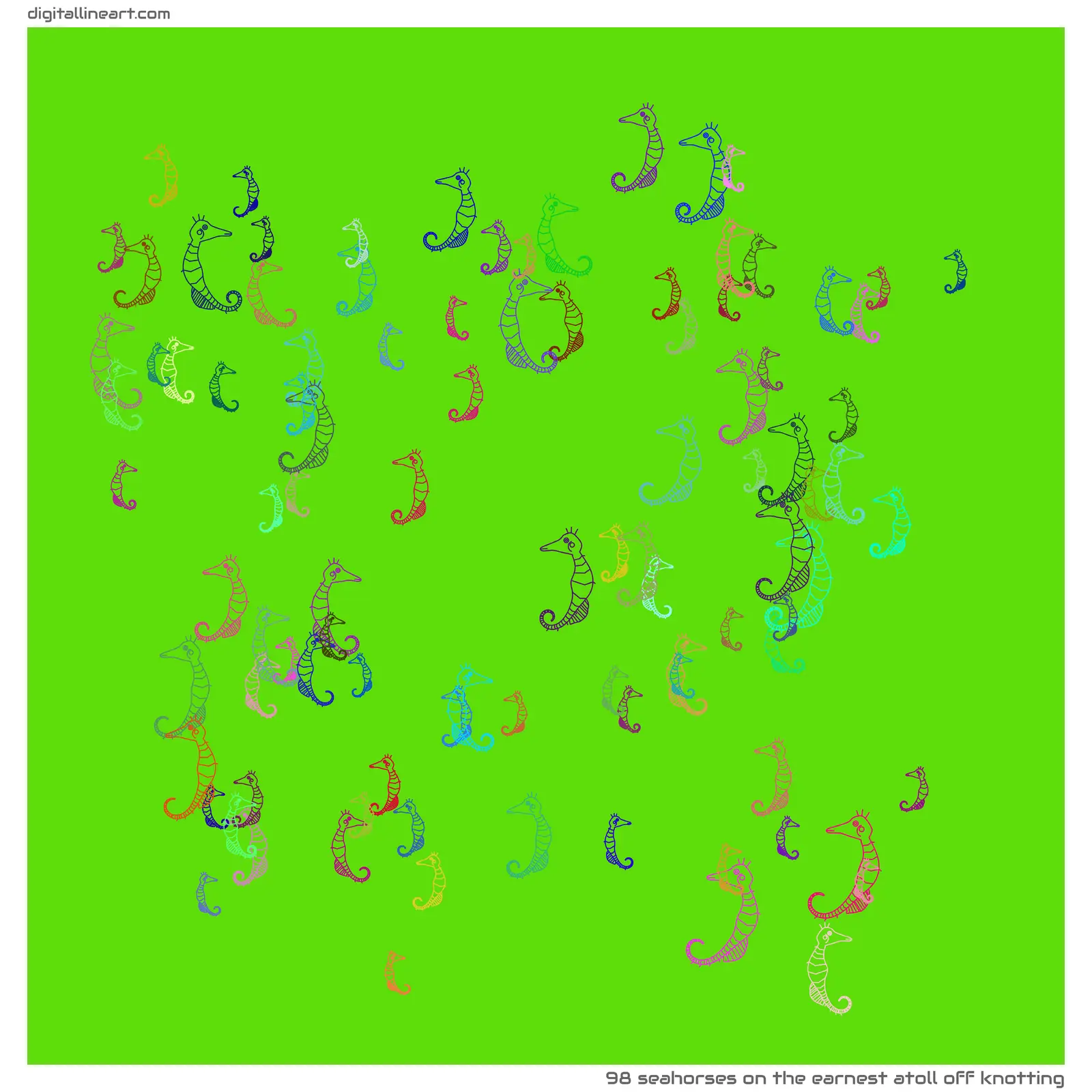 The Earnest Atoll off Knotting — 98 seahorses