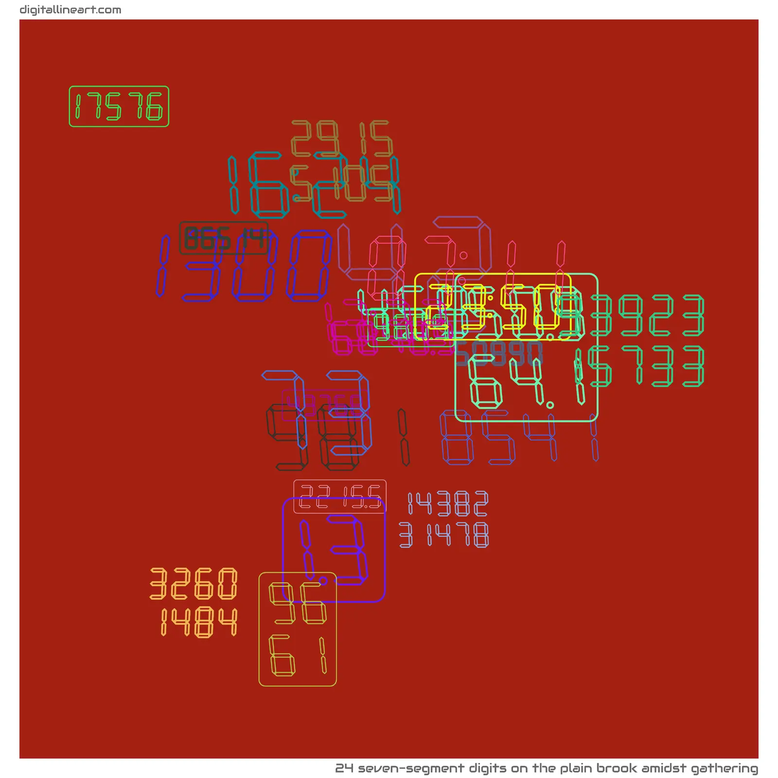 The Plain Brook amidst Gathering — 24 seven-segment digits