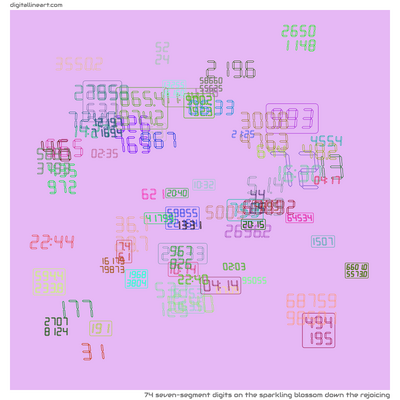 The Sparkling Blossom down the Rejoicing — 74 seven-segment digits