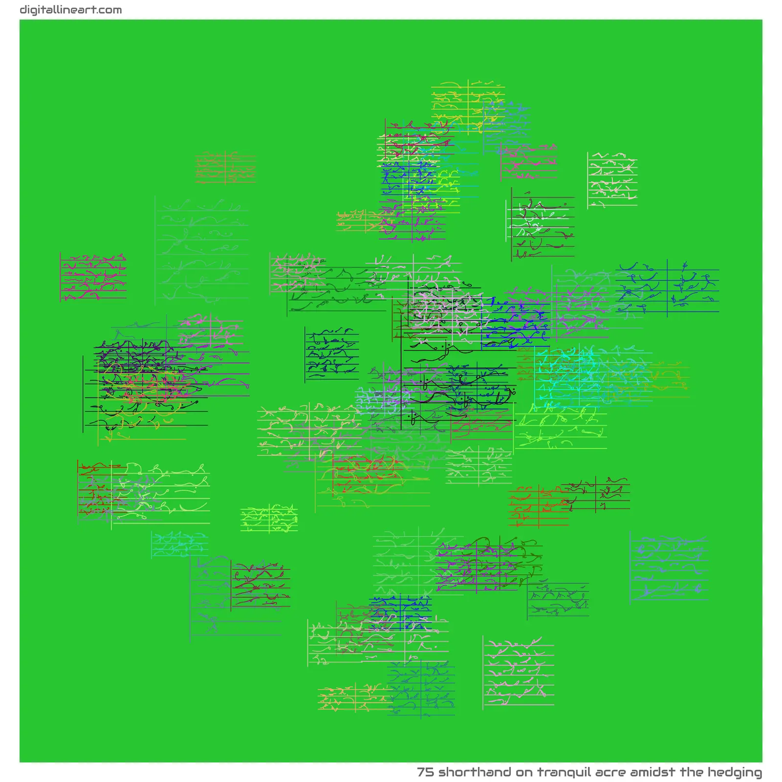Tranquil Acre amidst the Hedging — Shorthand, 75 elements