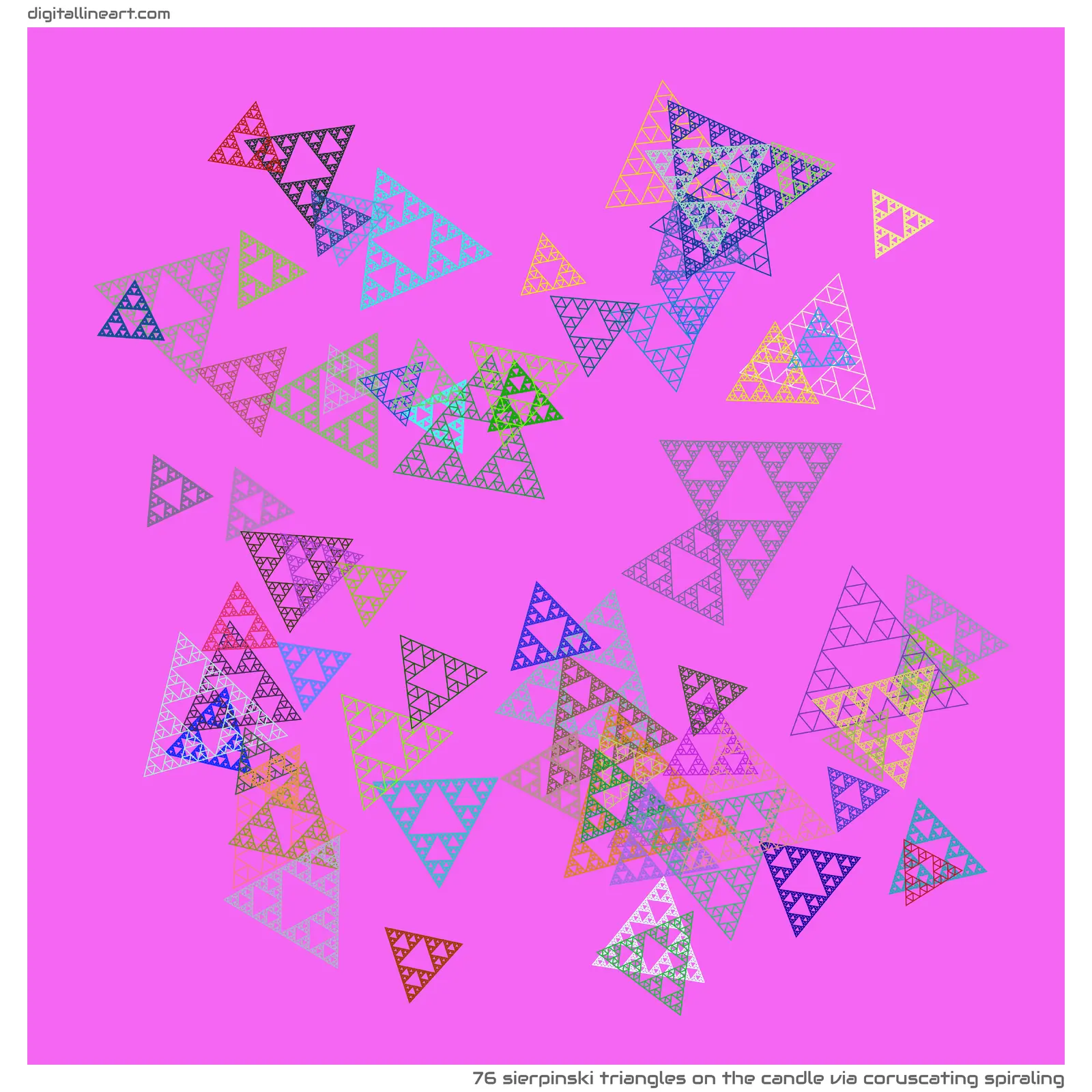 The Candle via Coruscating Spiraling — 76 Sierpinski triangles