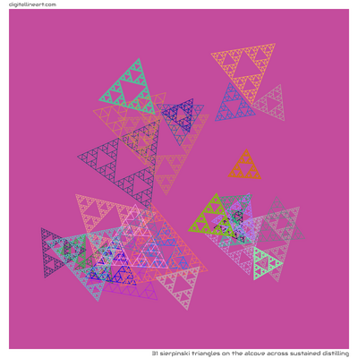 The Alcove across Sustained Distilling — 31 Sierpinski triangles