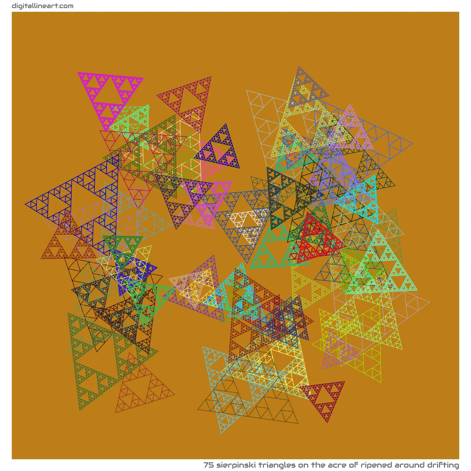 The Acre of Ripened Around Drifting — 75 Sierpinski triangles