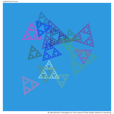 The Countrified Basin betwixt Pausing — 16 Sierpinski triangles