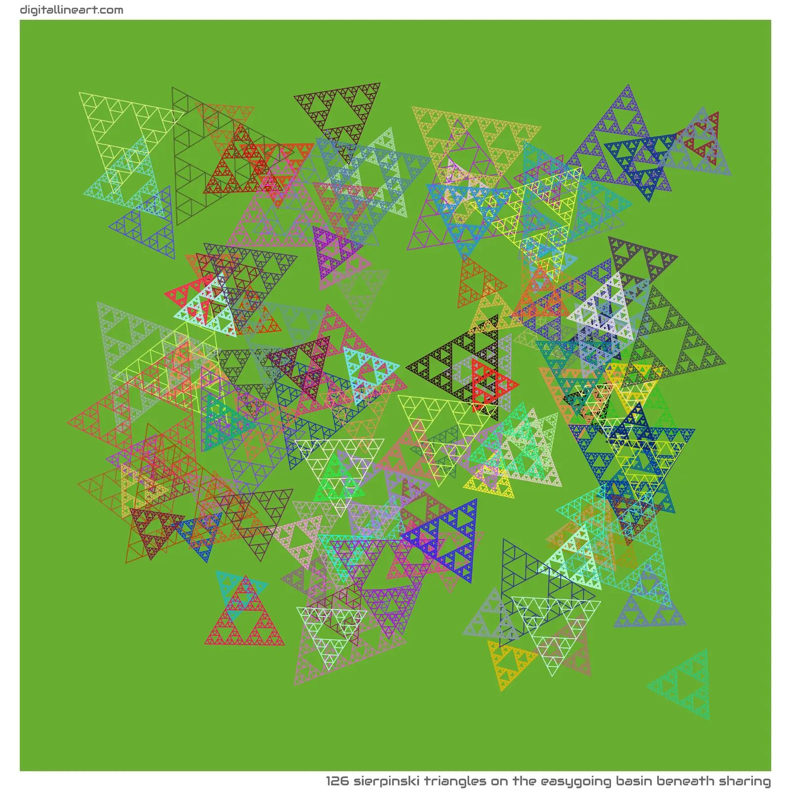 The Easygoing Basin beneath Sharing — 126 Sierpinski triangles