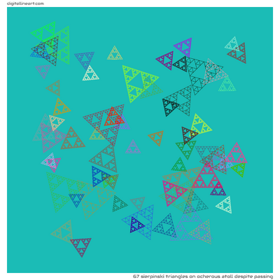 Ocherous Atoll despite Passing — 67 Sierpinski triangles