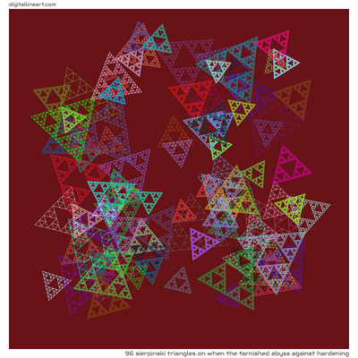 When the Tarnished Abyss Against Hardening — 96 Sierpinski triangles