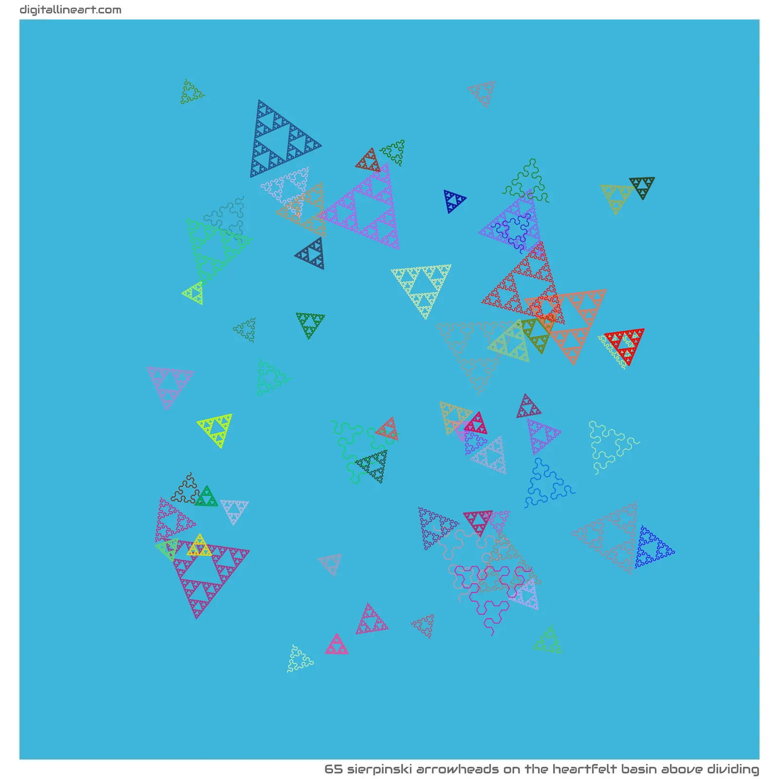 The Heartfelt Basin above Dividing — 65 Sierpinski arrowheads