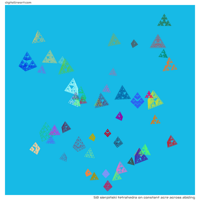 Constant Acre across Abiding — Sierpiński Tetrahedra, 50 elements