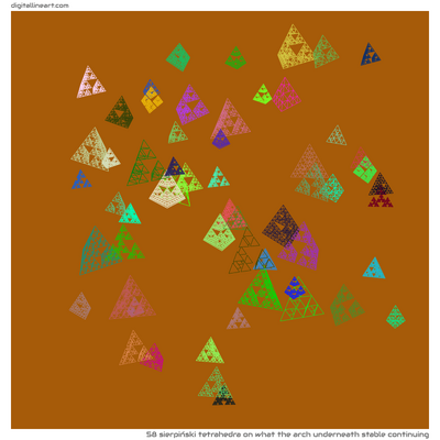 What the Arch underneath Stable Continuing — Sierpiński Tetrahedra, 58 elements